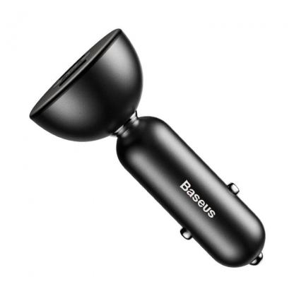 Baseus Shake Head Dual USB Car Charger - зарядно за кола с два USB изхода и дисплей за зареждане на мобилни устройства (черен) 5