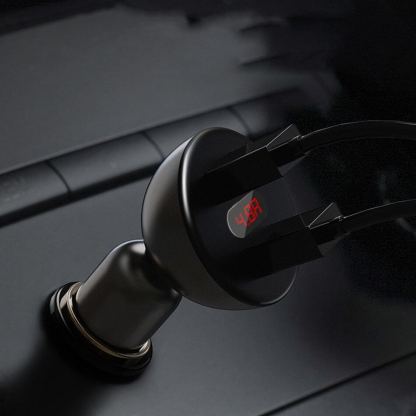 Baseus Shake Head Dual USB Car Charger - зарядно за кола с два USB изхода и дисплей за зареждане на мобилни устройства (черен) 6