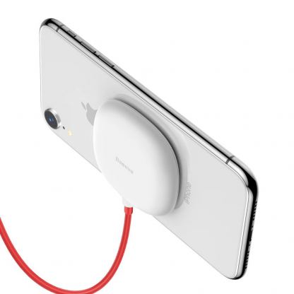 Baseus Suction Cup Wireless Charger - залепяща се подложка (пад) за безжично зареждане с USB кабел (бял)