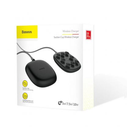 Baseus Suction Cup Wireless Charger - залепяща се подложка (пад) за безжично зареждане с USB кабел (черен) 3