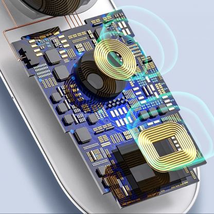 Baseus 3in1 Wireless Charger - тройна поставка (пад) с Fast Charge технология за безжично зареждане за Qi съвместими устройства, Apple Watch и Apple Airpods (черен) 9