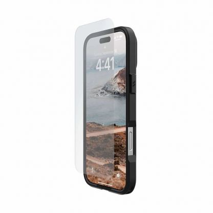 Най-висок клас стъклено защитно покритие за външния дисплей на iPhone 16 Pro Max - Urban Armor Gear Glass Shield Screen Protector (черен-прозрачен) 4