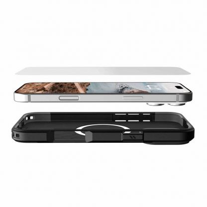 Най-висок клас стъклено защитно покритие за външния дисплей на iPhone 16 Pro Max - Urban Armor Gear Glass Shield Screen Protector (черен-прозрачен) 5