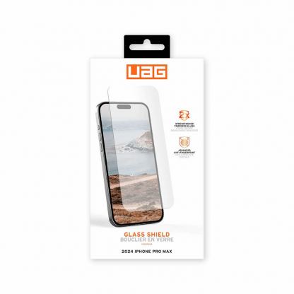 Най-висок клас стъклено защитно покритие за външния дисплей на iPhone 16 Pro Max - Urban Armor Gear Glass Shield Screen Protector (черен-прозрачен) 6