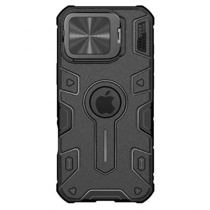 Хибриден удароустойчив кейс с пръстен против изпускане за iPhone 16 Pro Max - Nillkin Armor Prop Magnetic With Stand (черен) 4