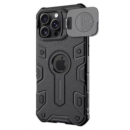 Хибриден удароустойчив кейс с пръстен против изпускане за iPhone 16 Pro Max - Nillkin Armor Prop Magnetic With Stand (черен) 6