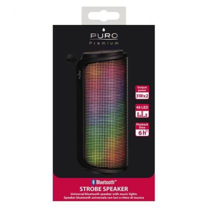 Puro Strobe Bluetooth Speaker - безжичен блутут спийкър с микрофон и LED визуализация за мобилни устройства (черен) 2
