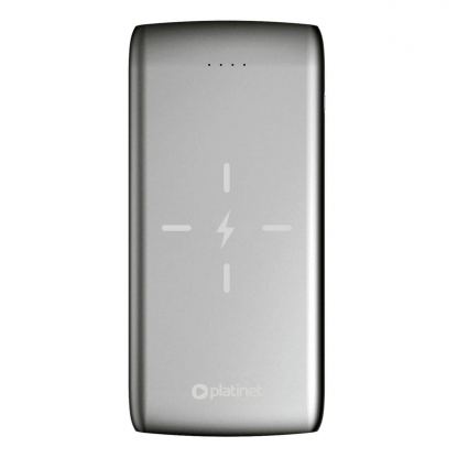 Platinet Power Bank 10000 mAh QI Wireless Charging - външна батерия с безжично зареждане, USB изходa и USB-C порт за таблети и смартфони (сив) 3