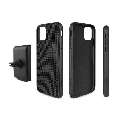 Evutec Ballistic Nylon + Vent Mount - хибриден TPU калъф с магнитна поставка за кола за iPhone 11 (черен)  5