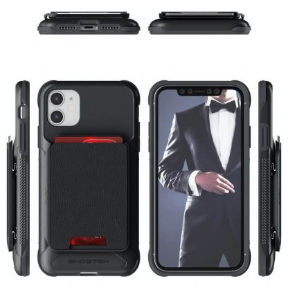 Ghostek Exec 4 Case - удароустойчив кейс с отделение за карти за iPhone 11 (черен) 2