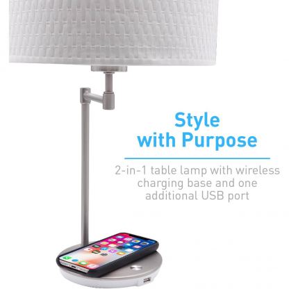 Macally Table LED Table Lamp - настолна LED лампа с Qi безжично зареждане х USB-A изход за зареждане на мобилни устройства 5