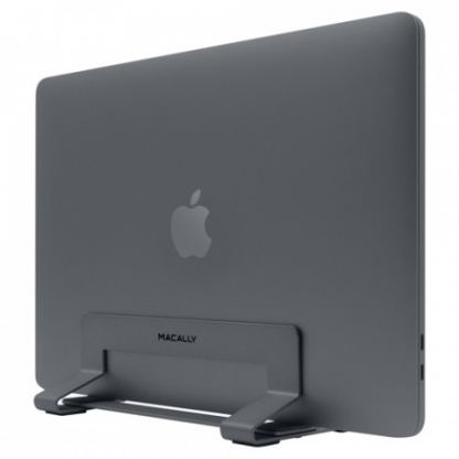 Macally Vertical Laptop Stand - вертикална стоманена поставка за MacBook и лаптопи (тъмносив)  3