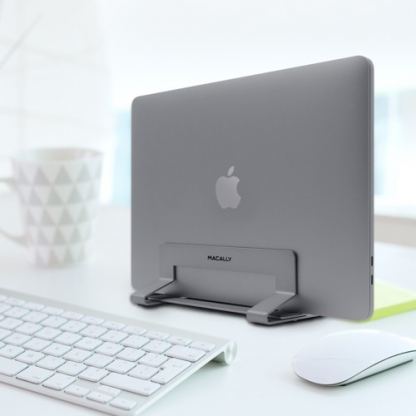 Macally Vertical Laptop Stand - вертикална стоманена поставка за MacBook и лаптопи (тъмносив)  7