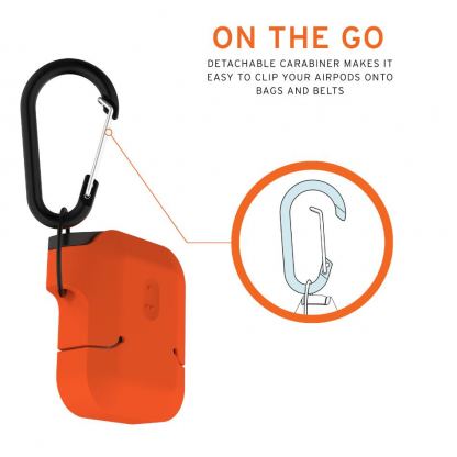 Urban Armor Gear Soft Touch Waterproof Silicone Hang Case - водо и удароустойчив силиконов калъф с карабинер за Apple Airpods (оранжев) 4