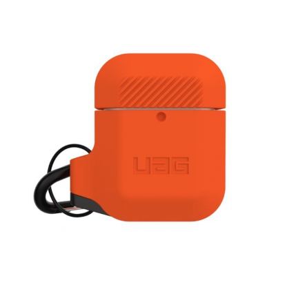 Urban Armor Gear Soft Touch Waterproof Silicone Hang Case - водо и удароустойчив силиконов калъф с карабинер за Apple Airpods (оранжев) 10
