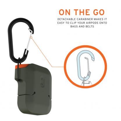 Urban Armor Gear Soft Touch Waterproof Silicone Hang Case - водо и удароустойчив силиконов калъф с карабинер за Apple Airpods (тъмнозелен) 3