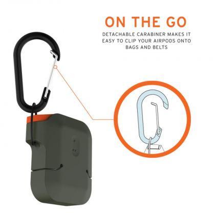 Urban Armor Gear Soft Touch Waterproof Silicone Hang Case - водо и удароустойчив силиконов калъф с карабинер за Apple Airpods (тъмнозелен) 4