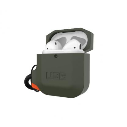 Urban Armor Gear Soft Touch Waterproof Silicone Hang Case - водо и удароустойчив силиконов калъф с карабинер за Apple Airpods (тъмнозелен) 7