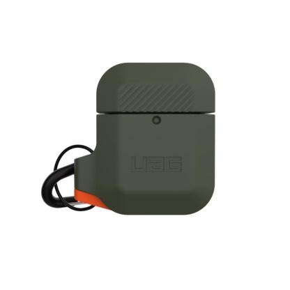 Urban Armor Gear Soft Touch Waterproof Silicone Hang Case - водо и удароустойчив силиконов калъф с карабинер за Apple Airpods (тъмнозелен) 10