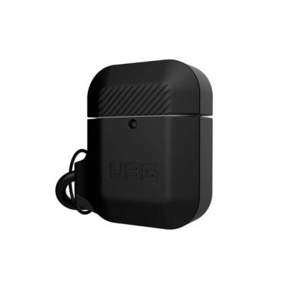 Urban Armor Gear Soft Touch Waterproof Silicone Hang Case - водо и удароустойчив силиконов калъф с карабинер за Apple Airpods (черен) 4