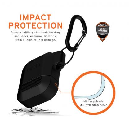 Urban Armor Gear Soft Touch Waterproof Silicone Hang Case - водо и удароустойчив силиконов калъф с карабинер за Apple Airpods (черен) 8