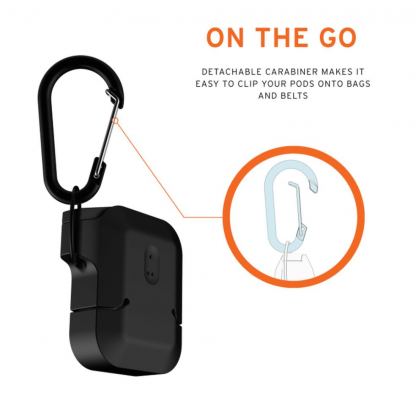 Urban Armor Gear Soft Touch Waterproof Silicone Hang Case - водо и удароустойчив силиконов калъф с карабинер за Apple Airpods (черен) 9