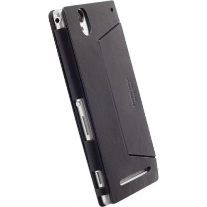 Krusell Kiruna FlipCover - калъф от естествена кожа с поставка за Sony Xperia T2 Ultra (черен) 2