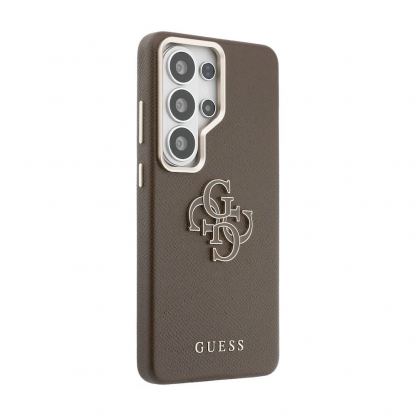 Дизайнерски кожен кейс за Samsung Galaxy S26 Ultra - Guess PU 4G Resin Metal Logo Leather Hard Case (кафяв) 5