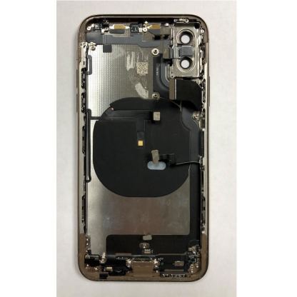 Apple iPhone XS Backcover Full Assembly - оригинален резервен заден капак заедно с Lightning порт, безжично зареждане и бутони (златист) 4