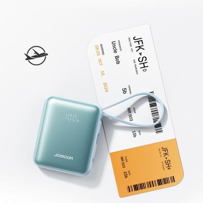 Външна батерия с вградени USB-C и Lightning кабели и USB-C порт и технология за бързо зареждане - Joyroom JR-PBF27 Portable Power Bank 22.5W 10000 mAh (син) 10