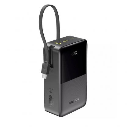 Външна батерия 10000 mAh с вграден USB-C кабел и 1xUSB-C, 1xUSB-A портове - Baseus EnerFill FC51 Bipow 2 Pro Digital Display Power Bank With USB-C Cable 22.5W 30000mAh (черен) 2
