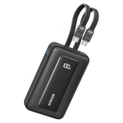 Външна батерия с вградени USB-C кабели и USB-C, USB-A портове и технология за бързо зареждане - Anker Zolo Power Bank 45W 20000 mAh (черен) 2