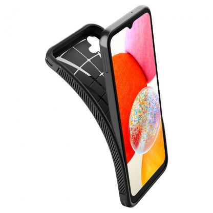 Тънък качествен силиконов (TPU) калъф за Samsung Galaxy A14 4G - Spigen Rugged Armor Case (черен) 3