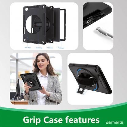 Удароустойчив калъф за iPad 10 (2022), iPad 11 (2025) - 4smarts Rugged Tablet Case Grip (черен) 13