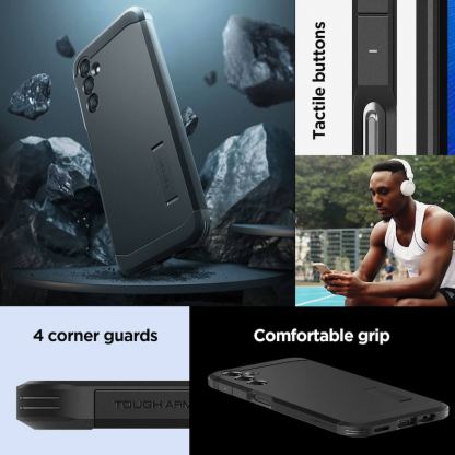 Хибриден кейс с най-висока степен на защита за Galaxy A14 5G - Spigen Tough Armor Case (черен) 9