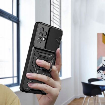 Хибриден удароустойчив кейс с пръстен против изпускане за Samsung Galaxy A23 5G - Tech-Protect CamShield Pro Hard Case (черен) 5