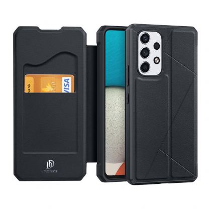 Кожен калъф с поставка и отделение за кр. карти за Samsung Galaxy A73 - Dux Ducis Skin Pro Case (черен) 12