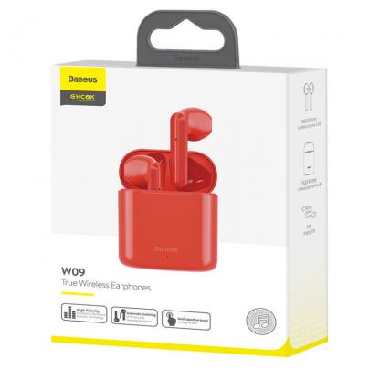 Baseus Encok W09 TWS In-Ear Bluetooth Earphones - безжични блутут слушалки за мобилни устройства (червен) 6
