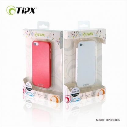 Tipx Crystal Case - поликарбонатов кейс и покритие за дисплея за iPhone 5S, iPhone 5 (червен-прозрачен) 2