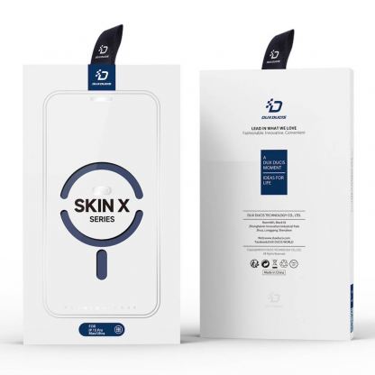 Удароустойчив хибриден кожен кейс с отделение за карти и MagSafe за iPhone 15 Pro Max - Dux Ducis Skin X Pro Magnetic Wallet Case (син-прозрачен) 11