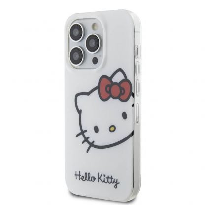 Дизайнерски силиконов кейс за iPhone 15 Pro Max - Hello Kitty IML Head Logo Case (бял) 2