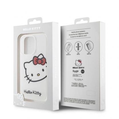 Дизайнерски силиконов кейс за iPhone 15 Pro Max - Hello Kitty IML Head Logo Case (бял) 7