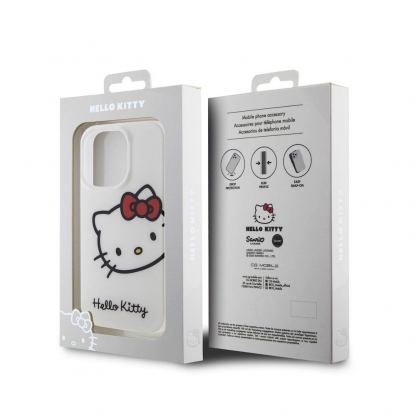 Дизайнерски силиконов кейс за iPhone 15 Pro - Hello Kitty IML Head Logo Case (бял) 7
