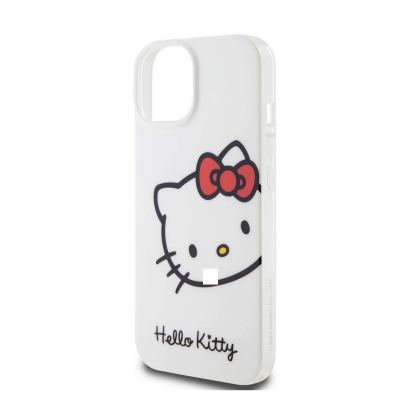 Дизайнерски силиконов кейс за iPhone 15 - Hello Kitty IML Head Logo Case (бял) 5