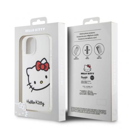 Дизайнерски силиконов кейс за iPhone 15 - Hello Kitty IML Head Logo Case (бял) 7