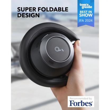 Безжични слушалки с активна изолация на околния шум - Anker Soundcore Space One Pro Adaptive Active Noise Cancelling Headphones (черен) 3