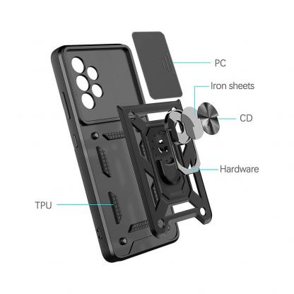Хибриден удароустойчив кейс с пръстен против изпускане за Samsung Galaxy A33 5G - Techsuit CamShield Case (черен) 6