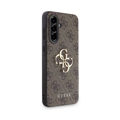 Дизайнерски кожен кейс за Samsung Galaxy A36 - Guess PU 4G Metal Logo Leather Hard Case (кафяв) 3
