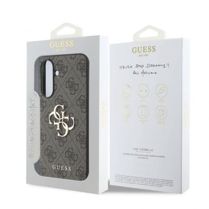 Дизайнерски кожен кейс за Samsung Galaxy A36 - Guess PU 4G Metal Logo Leather Hard Case (кафяв) 6