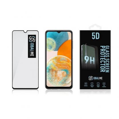 Oбхващащо и ръбовете стъклено защитно покритие за дисплея на Samsung Galaxy A23 5G - OBALME Tempered Glass Screen Protector 5D (черен-прозрачен) 3